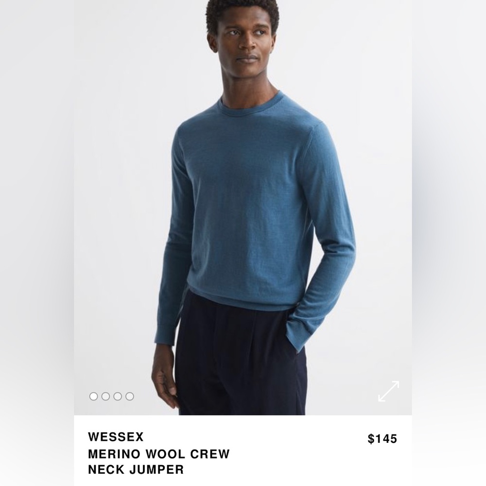 Reiss Men’s Merino wool crew neck medium